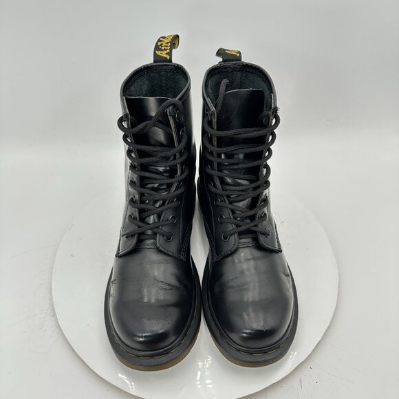 Dr. Martens 11821 Women 7 Black Leather 8 Eye Oiled Resistant Ankle Combat Boot - Picture 3 of 11